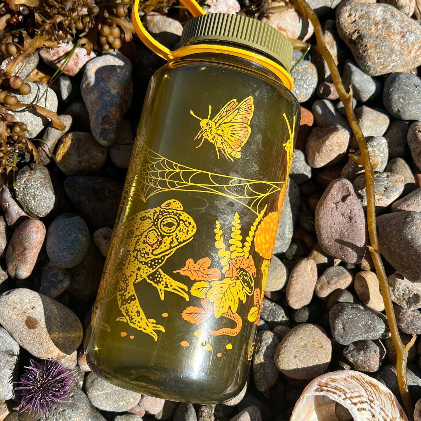 16oz Toad & Mushrooms, Wide Mouth Nalgene Water Bottle - homesewn