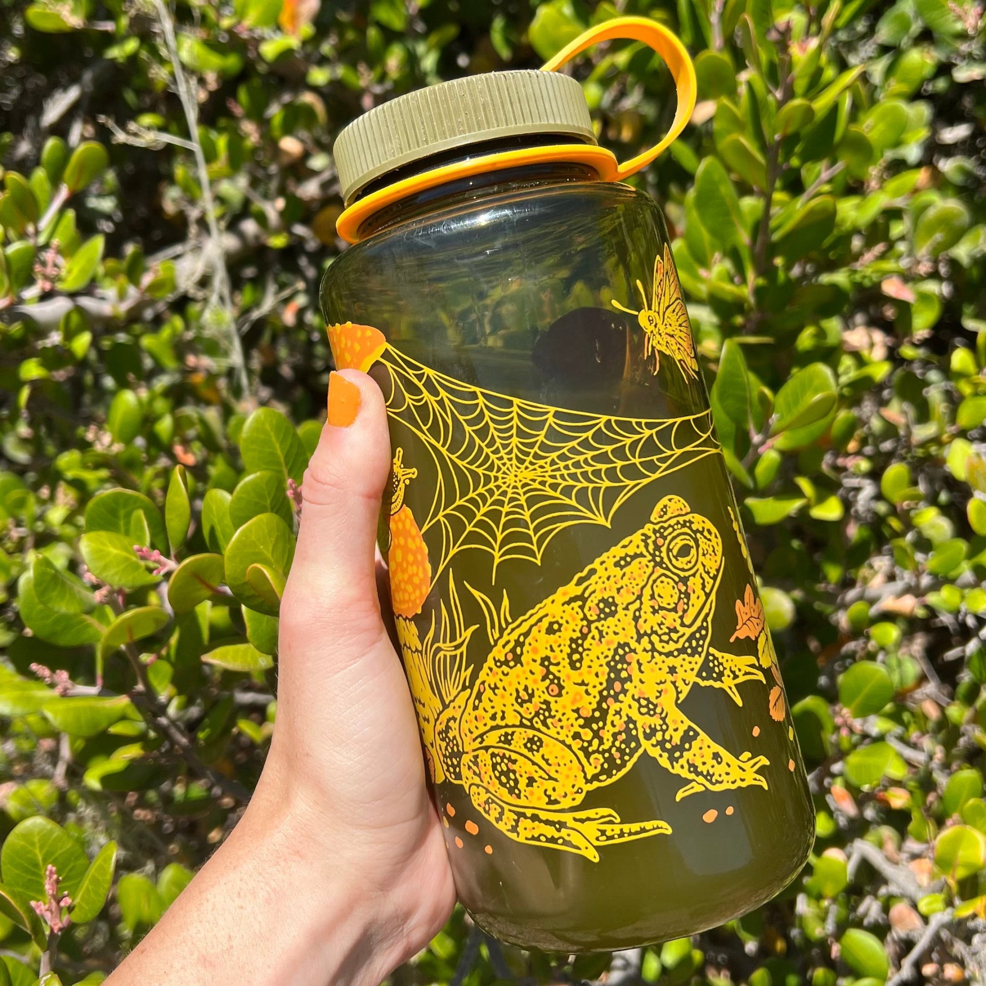 16oz Toad & Mushrooms, Wide Mouth Nalgene Water Bottle - homesewn