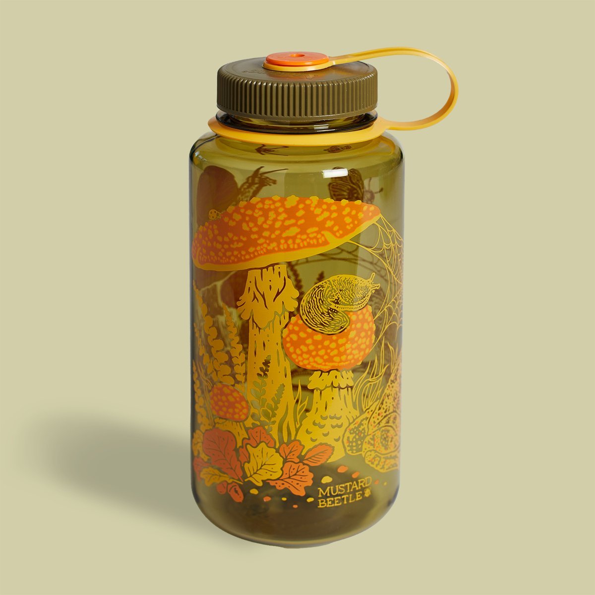 16oz Toad & Mushrooms, Wide Mouth Nalgene Water Bottle - homesewn