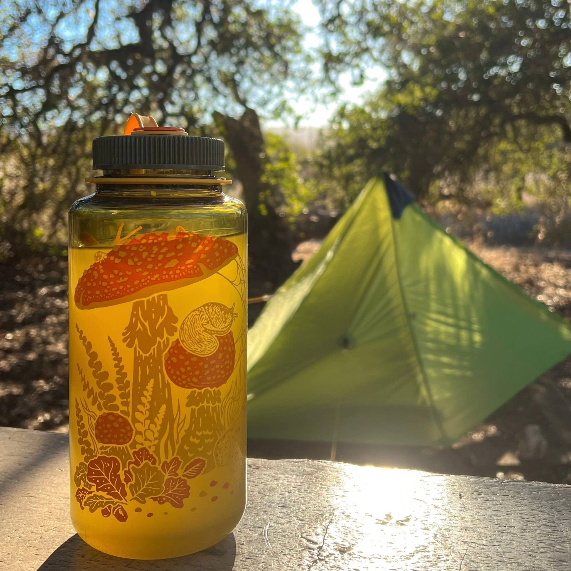 16oz Toad & Mushrooms, Wide Mouth Nalgene Water Bottle - homesewn