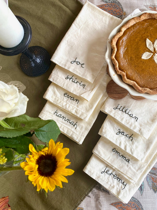 Embroidered Lettering: Create a Personalized Napkin Set