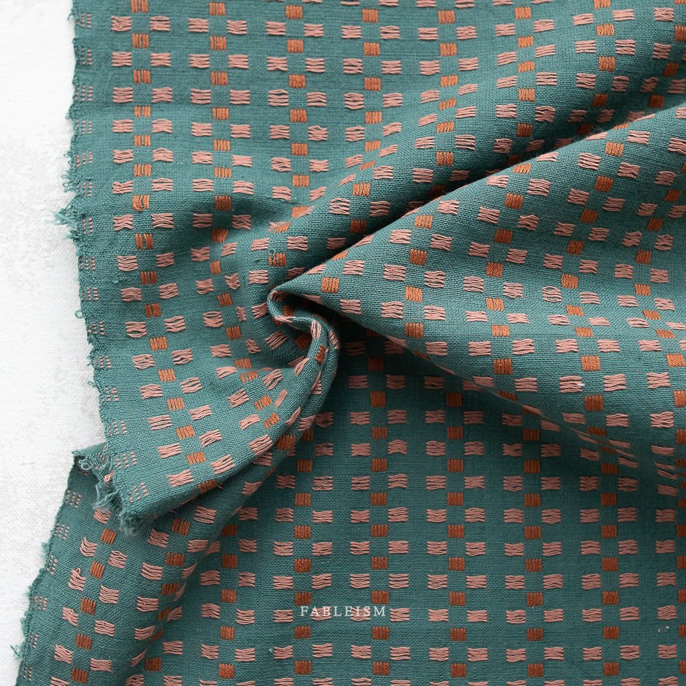 Basket Weave - Teal - Fableism 155gsm - homesewn