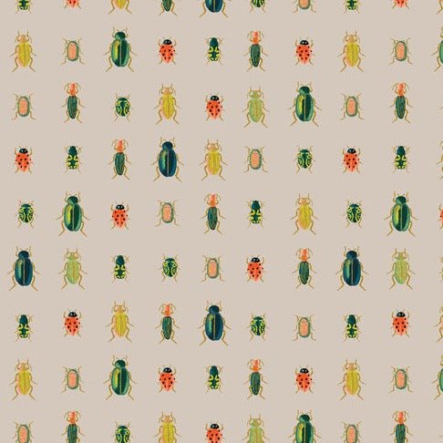 Beetles & Bugs - Khaki Metallic - Curio Rifle Paper Co. - homesewn