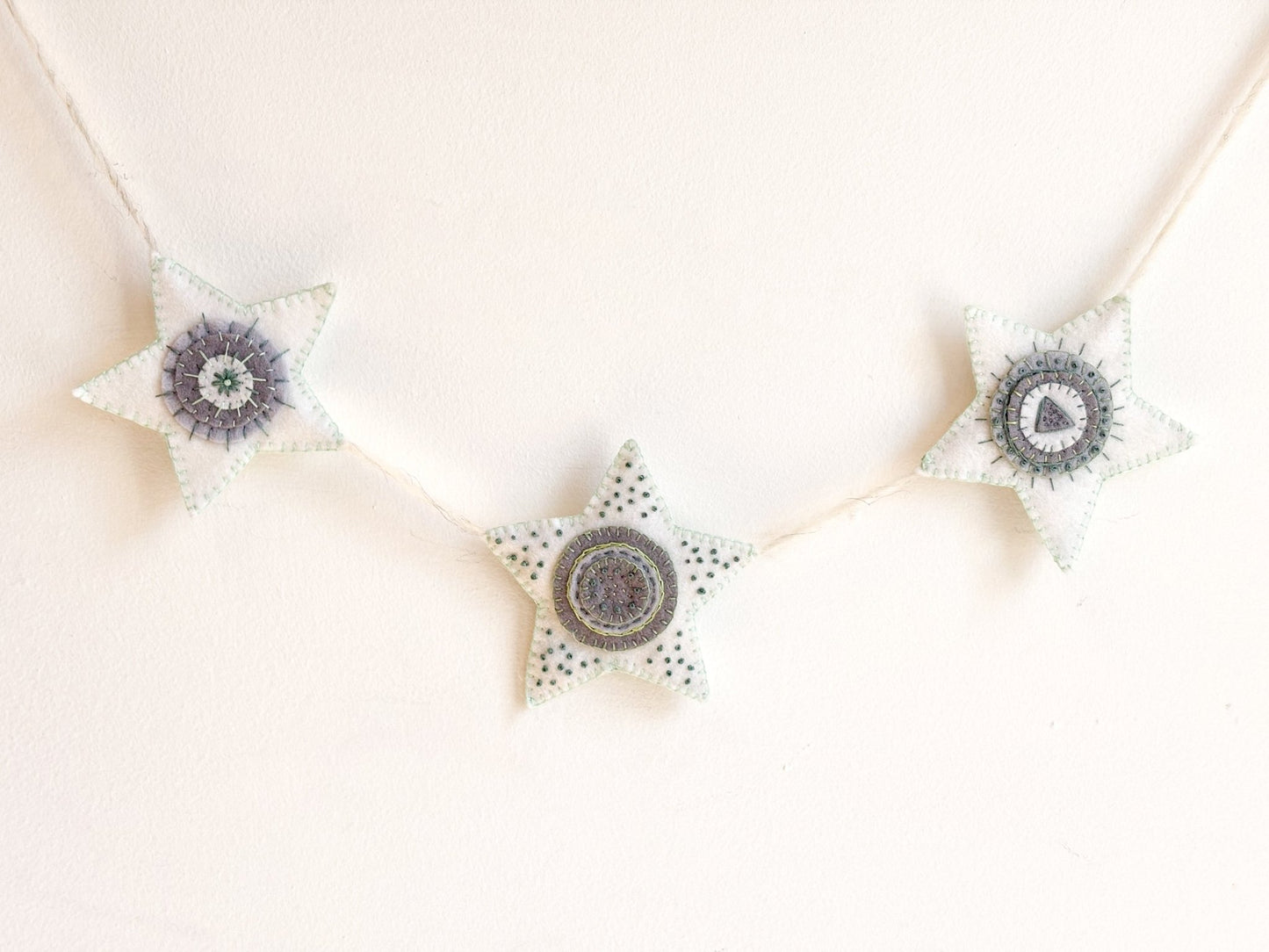 BEGINNER FRIENDLY - Wool Penny Star Garland Embroidery Class - homesewn