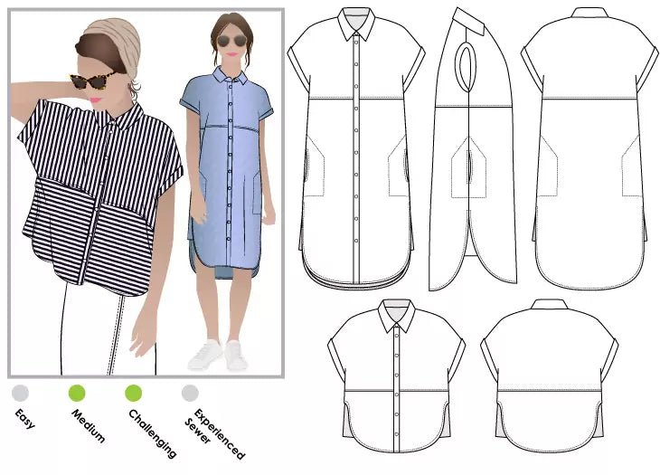 Blaire Shirt & Dress - Paper Sewing Pattern - Style Arc - homesewn