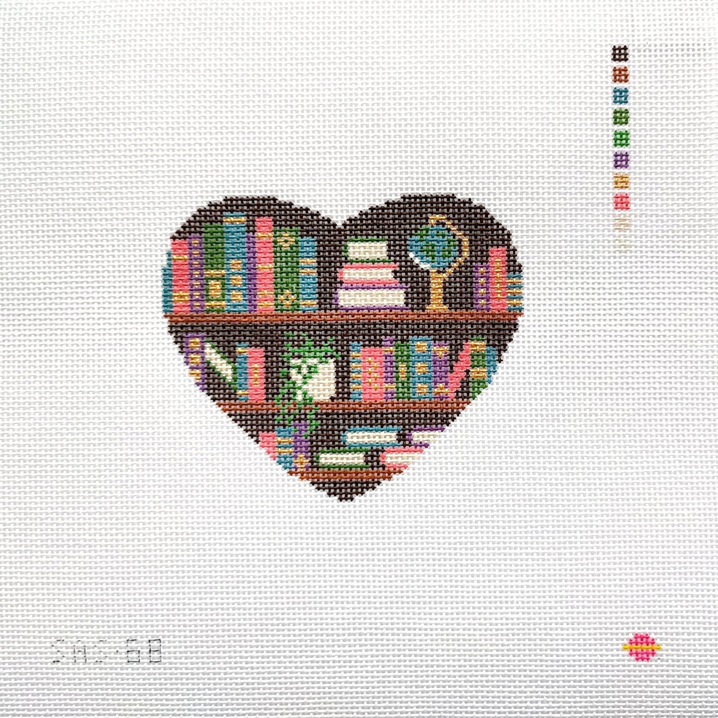 Bookish Heart Needlepoint Canvas 18 mesh - homesewn