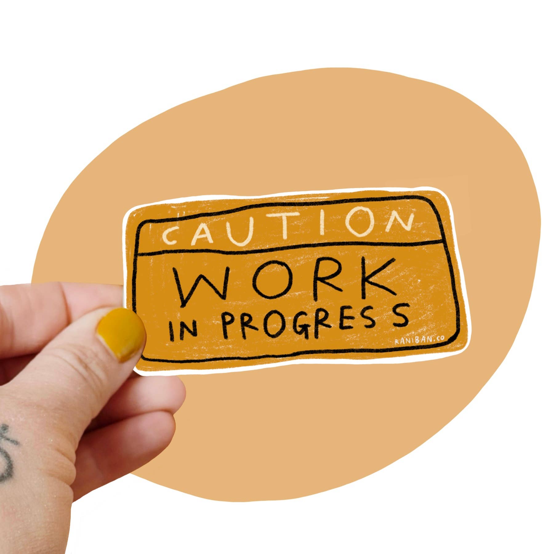 CAUTION WORK IN PROGRESS Sticker - homesewn