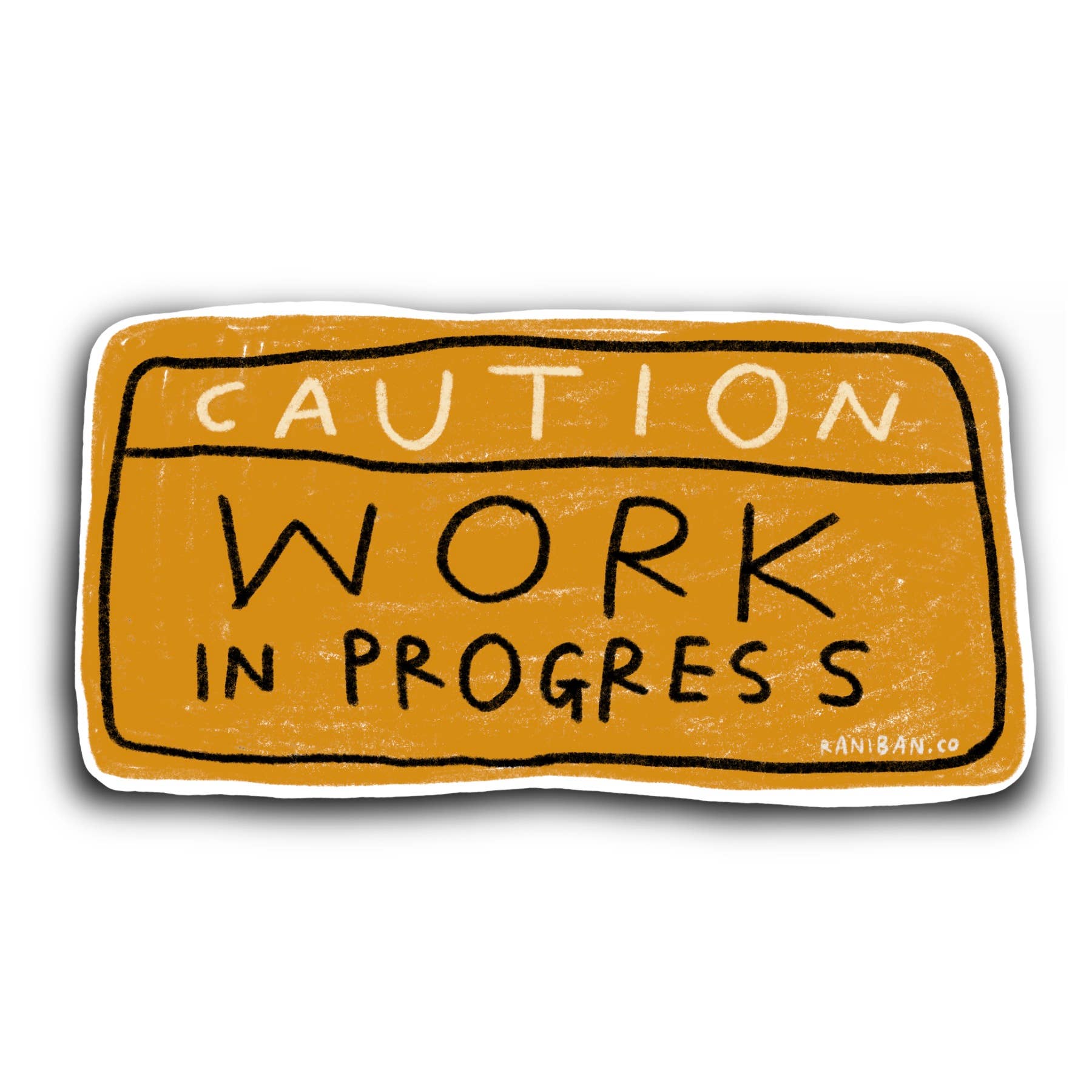 CAUTION WORK IN PROGRESS Sticker - homesewn