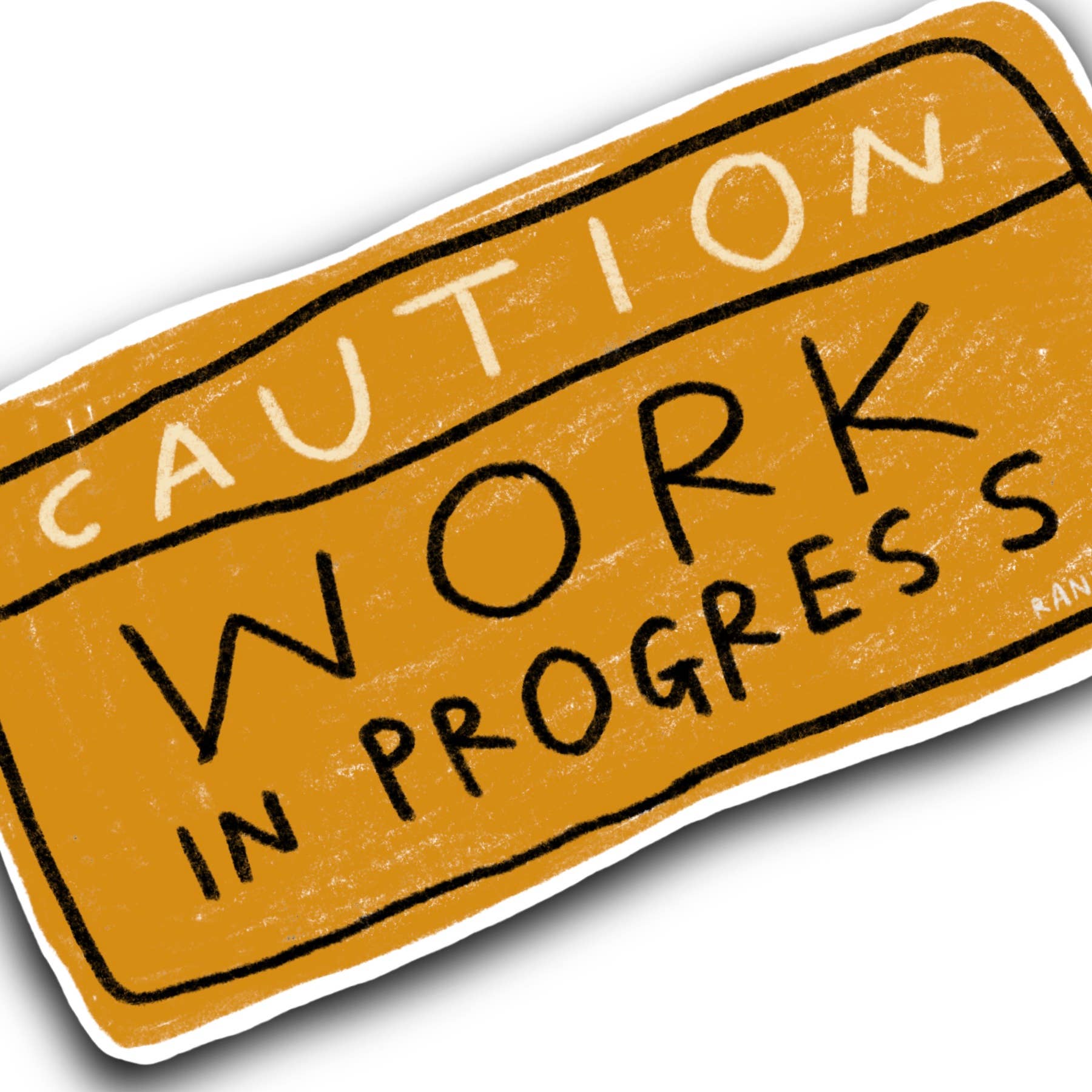 CAUTION WORK IN PROGRESS Sticker - homesewn