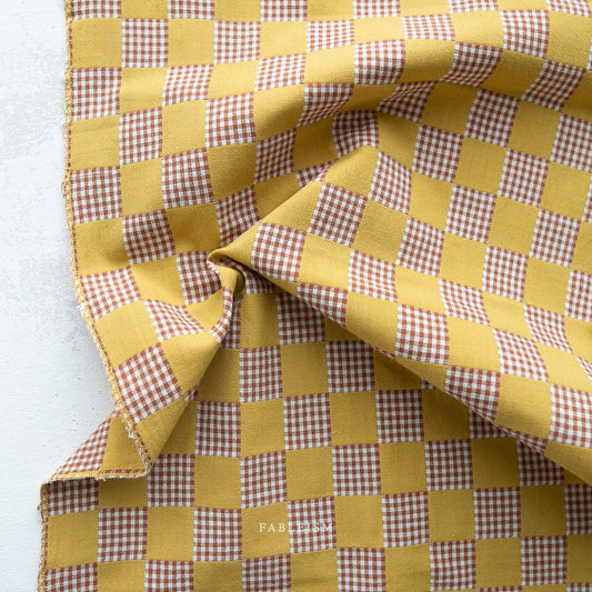 Checkers - Golden - Fableism 255gsm Doublecloth - homesewn