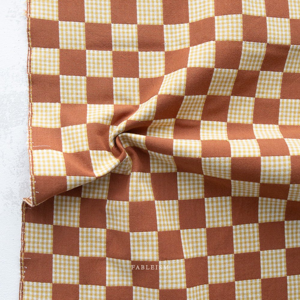 Checkers - Umber - Fableism 255gsm Doublecloth - homesewn