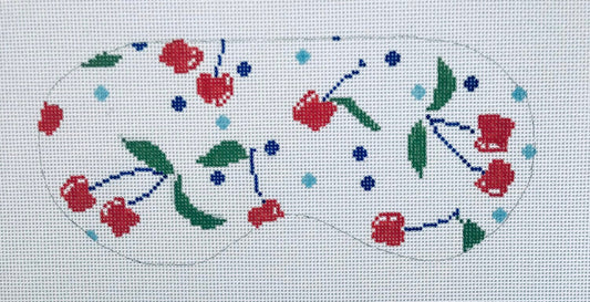 Cherries Sleep Mask - 18 mesh - Handpainted Needlepoint Canvas - homesewn