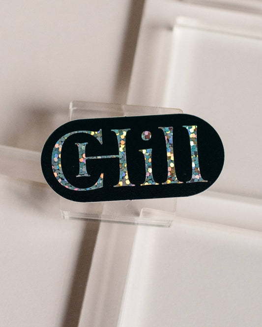 Chill Pill Black Sparkle Sticker - homesewn