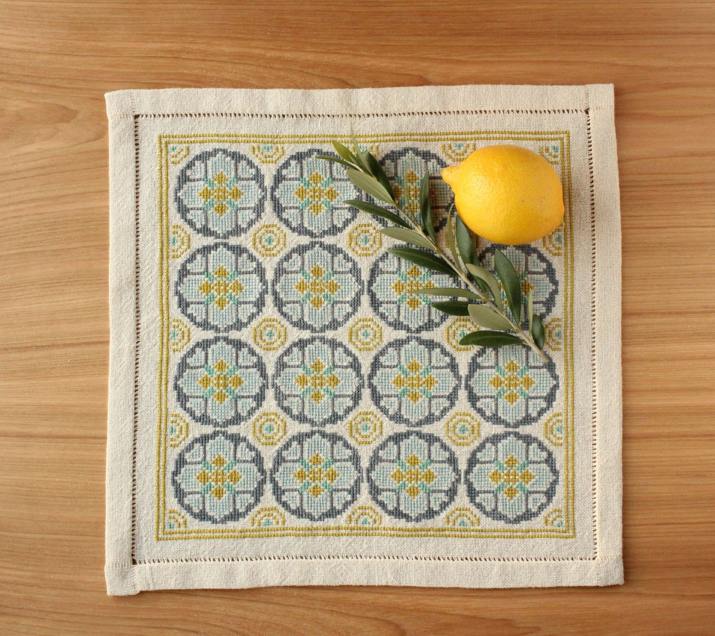 Cross Stitch Kit Venetian Coins table mat - homesewn