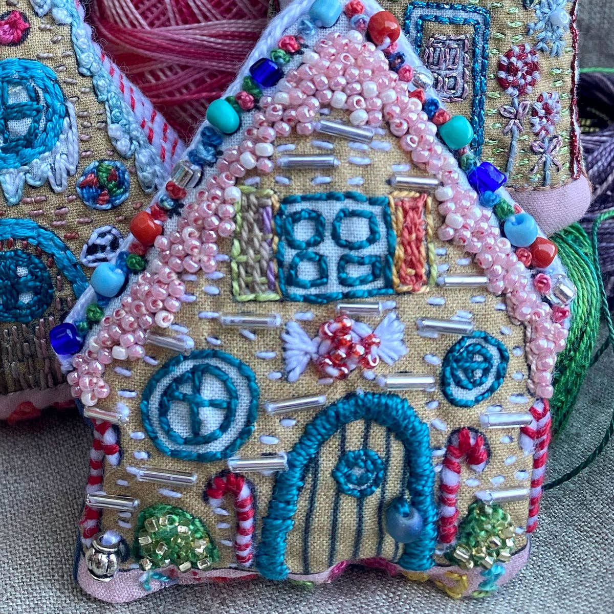 Gingerbread Houses Embroidered Ornaments Workshop