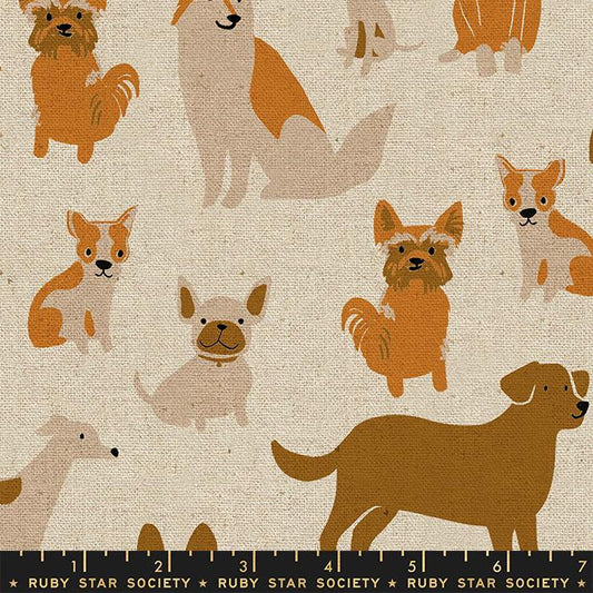 Dog Medley CANVAS - Natural - Dog Park Ruby Star Society - homesewn