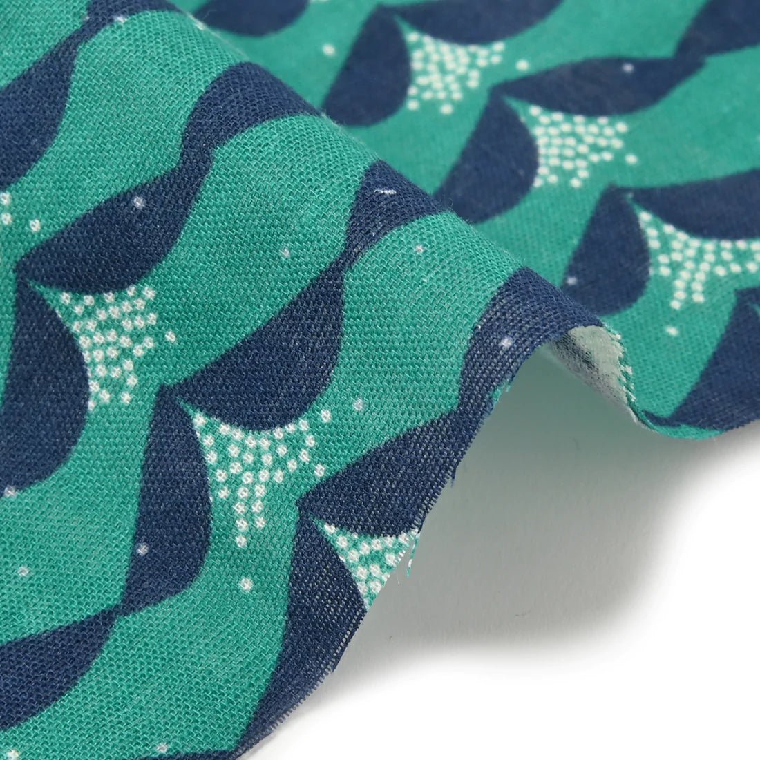 Echino Tsubomi - Green Navy - Cotton Double Gauze - homesewn