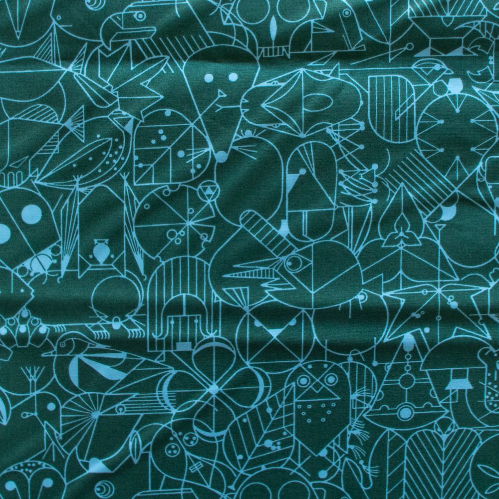 End Papers Charley Harper - Evergreen ORGANIC Poplin - homesewn