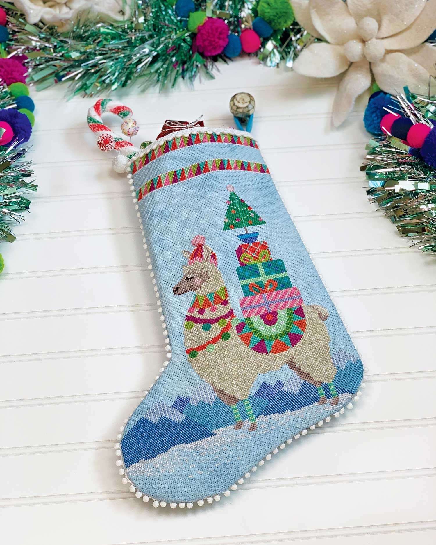 Fa - La - La - Llama Stocking Cross Stitch Pattern - homesewn