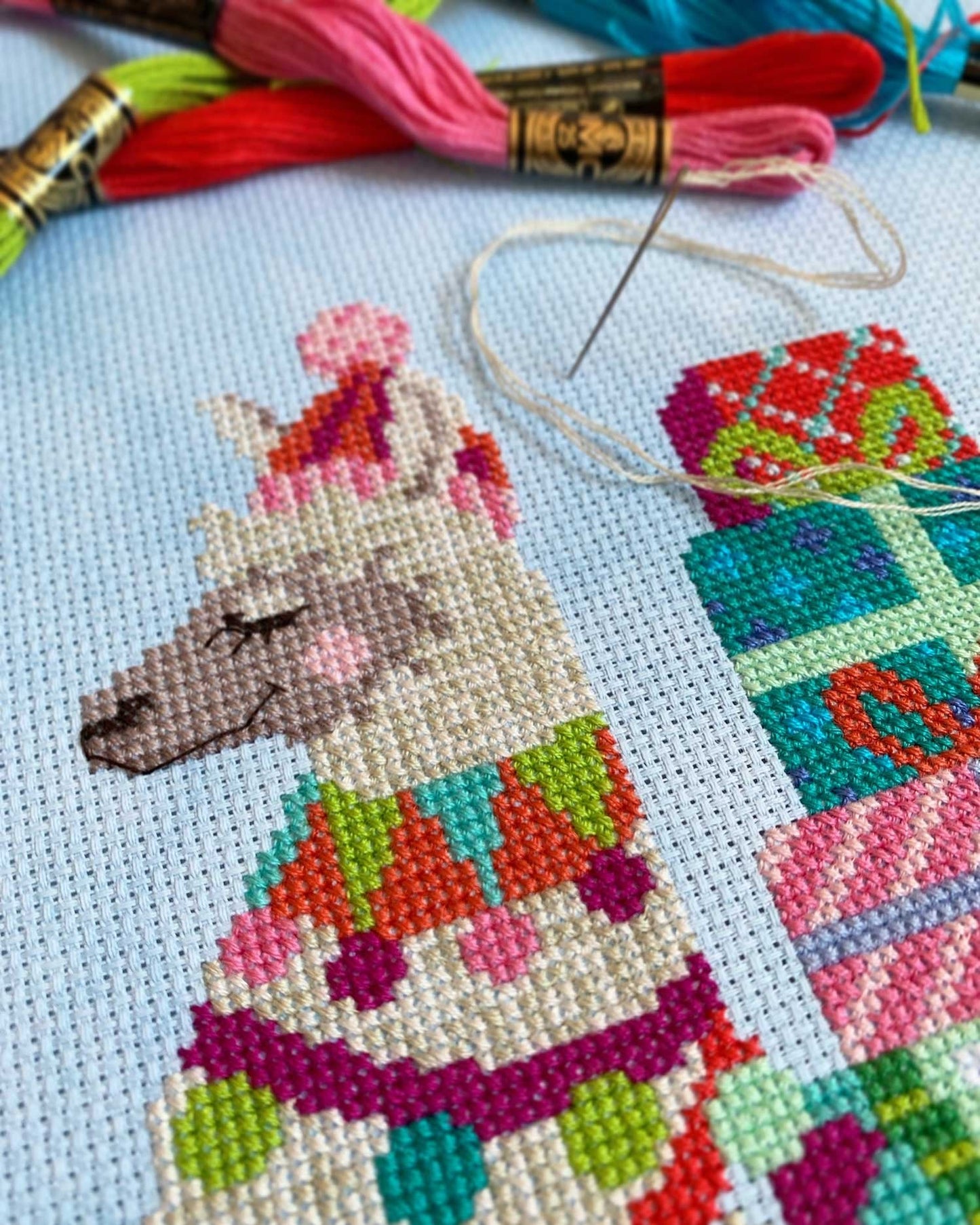 Fa - La - La - Llama Stocking Cross Stitch Pattern - homesewn