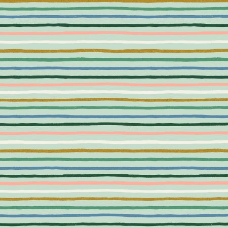 Festive Stripe - Mint Metallic - Rifle Paper Co. Orchard - homesewn