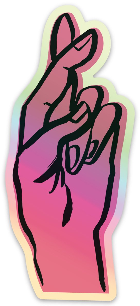 Fingers Crossed - Holographic Vinyl Sticker - homesewn