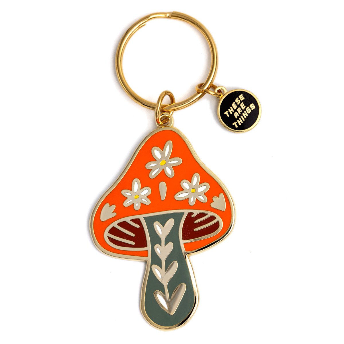 Floral Mushroom Enamel Keychain - homesewn