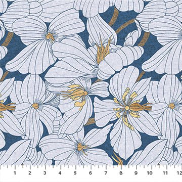 Floral - Navy - Grove Cotton/Linen CANVAS - homesewn