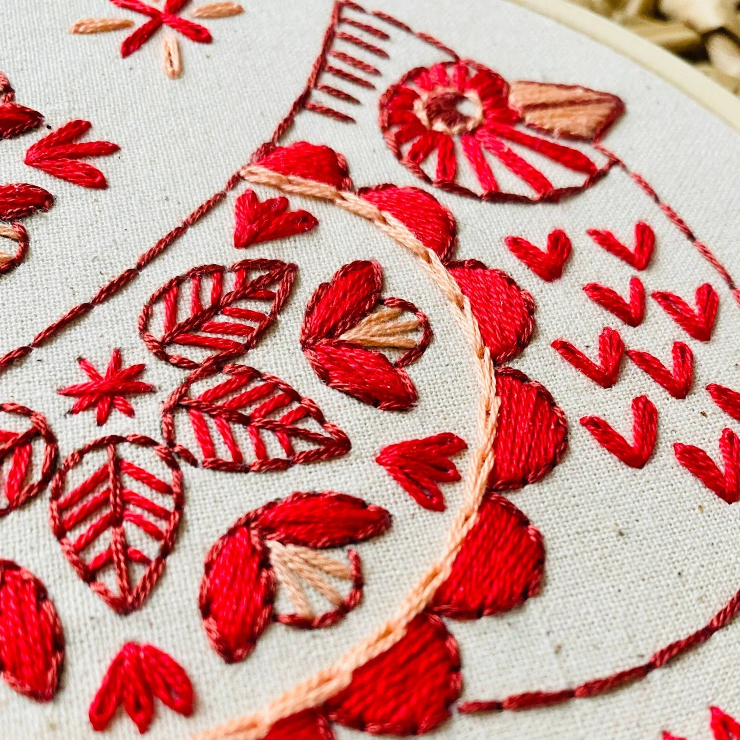 Folk Cardinal Complete Embroidery Kit - homesewn