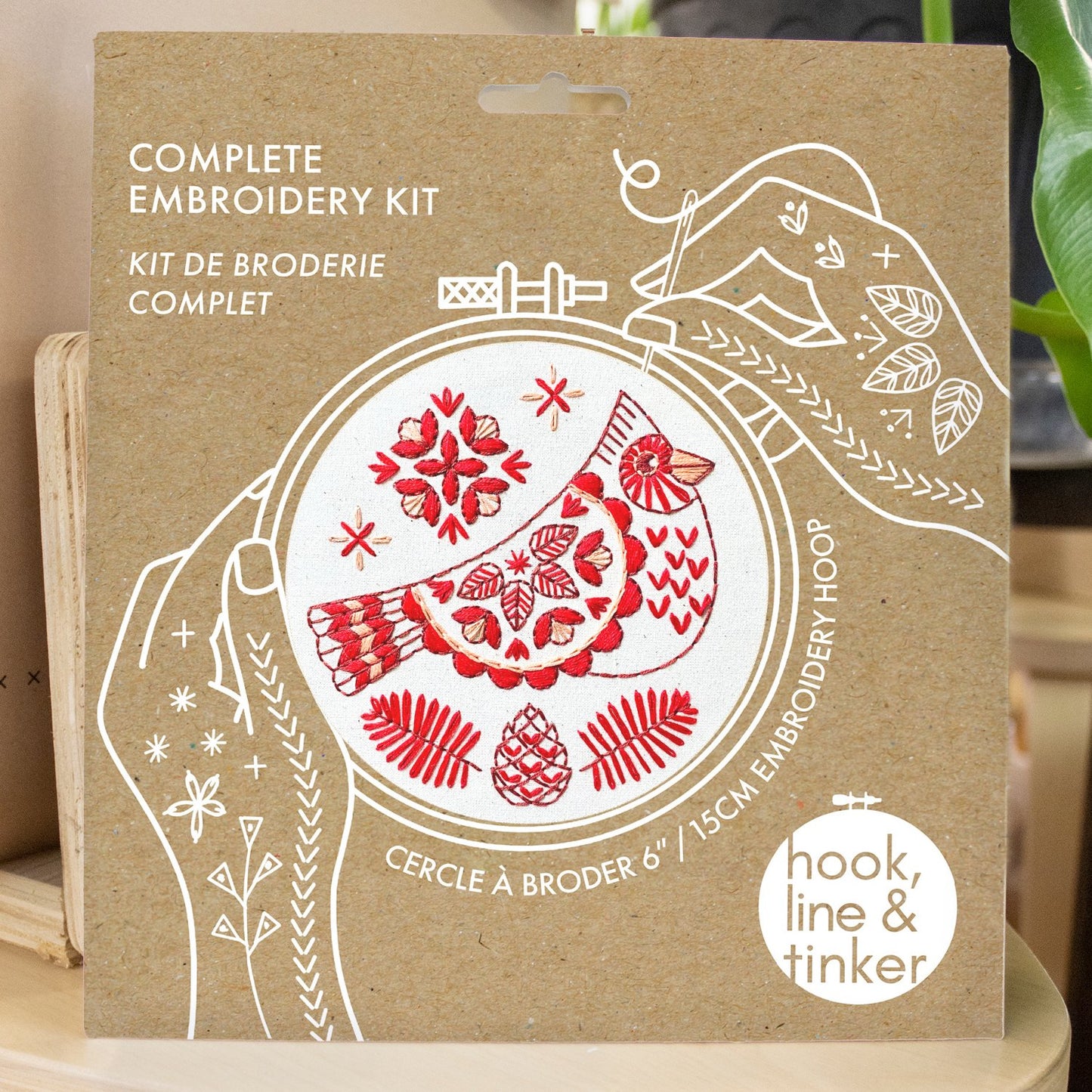 Folk Cardinal Complete Embroidery Kit - homesewn