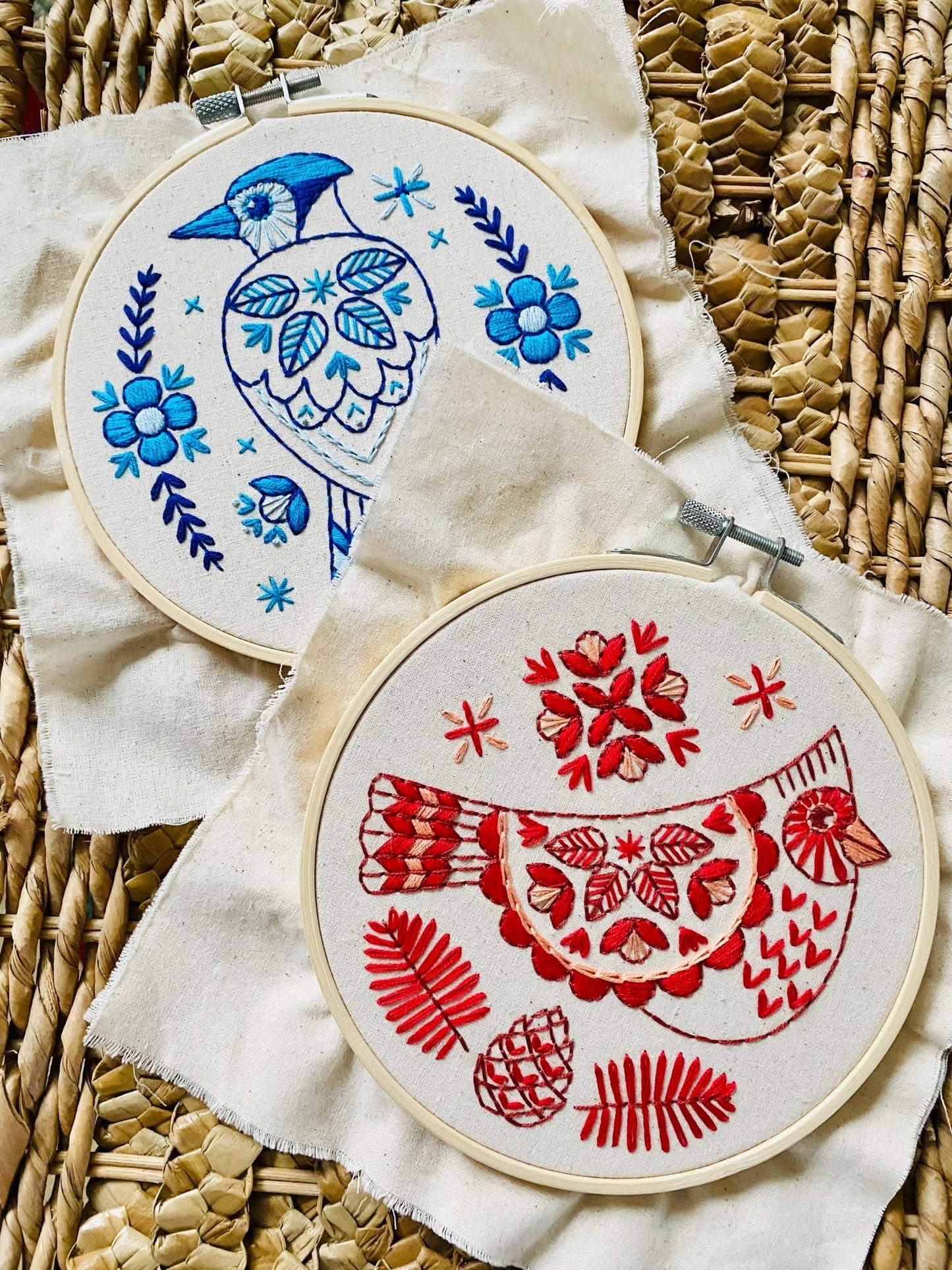 Folk Cardinal Complete Embroidery Kit - homesewn