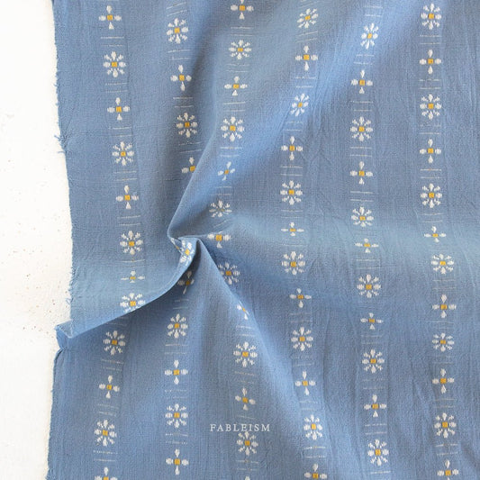 Forest Forage Daisies in Stone Blue - homesewn