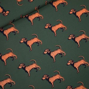 FRENCH TERRY Doggies - Woods Green - Knit Fabric - homesewn