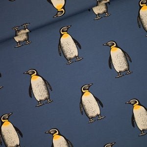 FRENCH TERRY Penguin - Diver Blue - Knit Fabric - homesewn