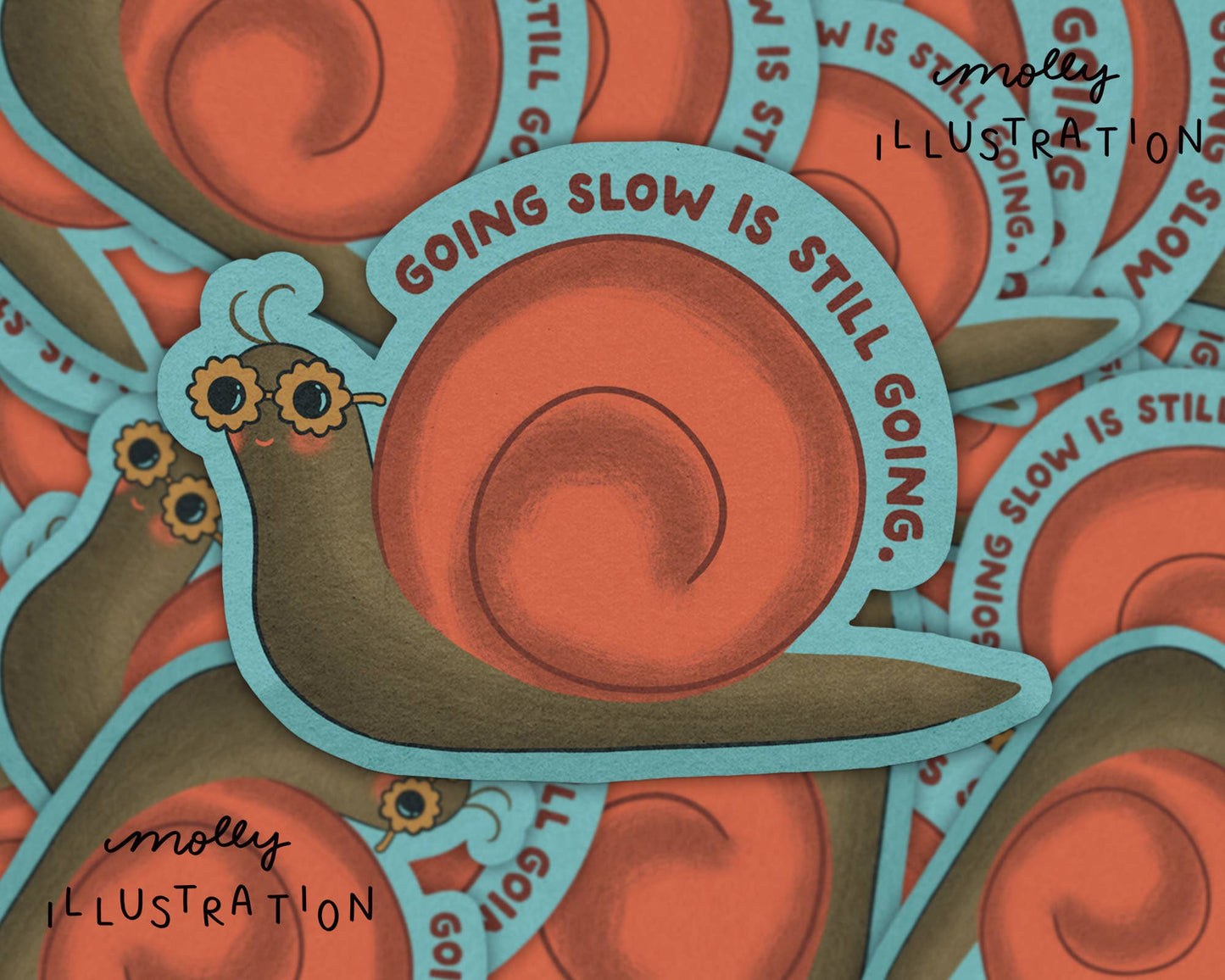 Going Slow Snail Cartoon Waterproof Vinyl Sticker - homesewn