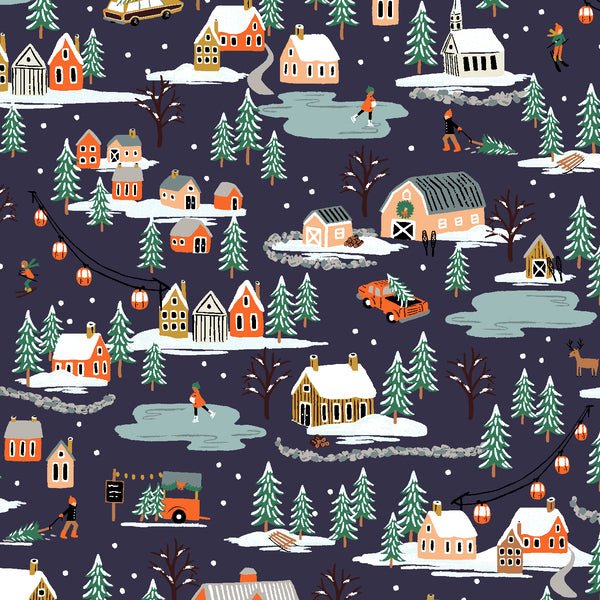 Holiday Village - Navy - Rifle Paper Co. Holiday Classics - homesewn