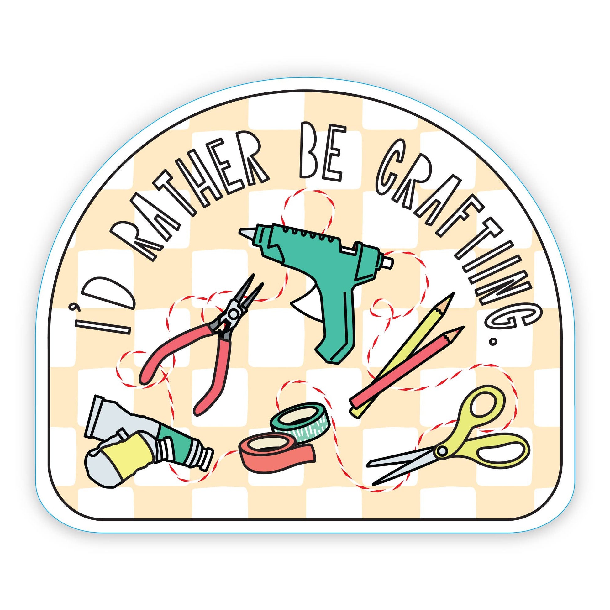 I'd Rather Be Crafting - 3" vinyl sticker - homesewn