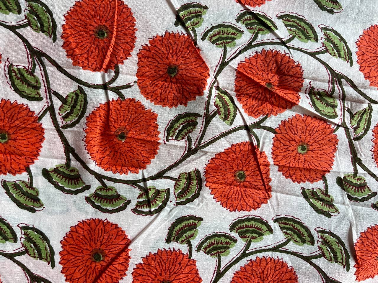 Indian Hand Block Print Fabric Floral Print Cotton Handmade - homesewn