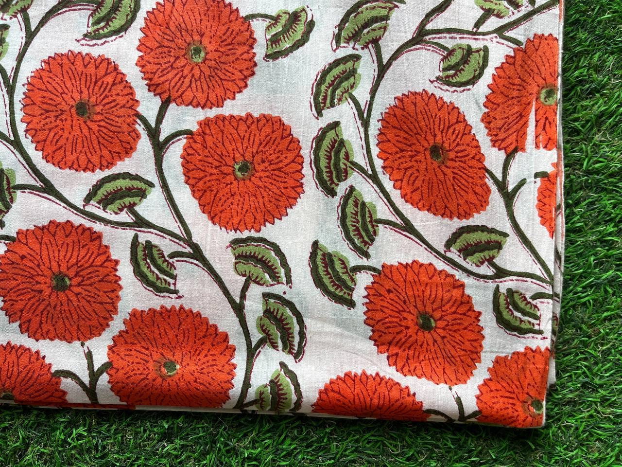 Indian Hand Block Print Fabric Floral Print Cotton Handmade - homesewn