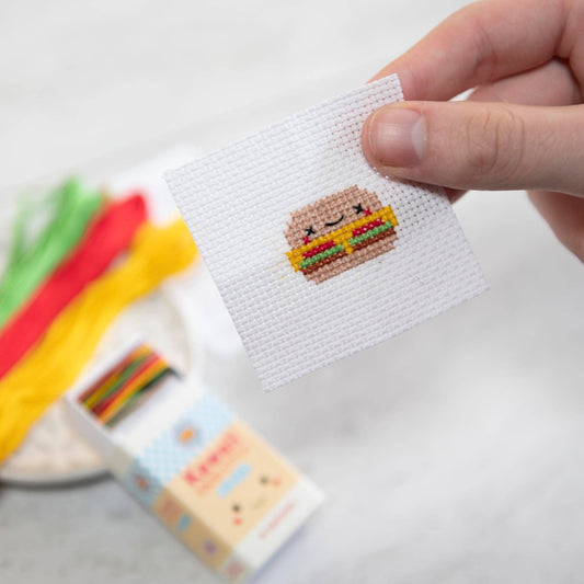 Kawaii Burger Mini Cross Stitch Kit - homesewn