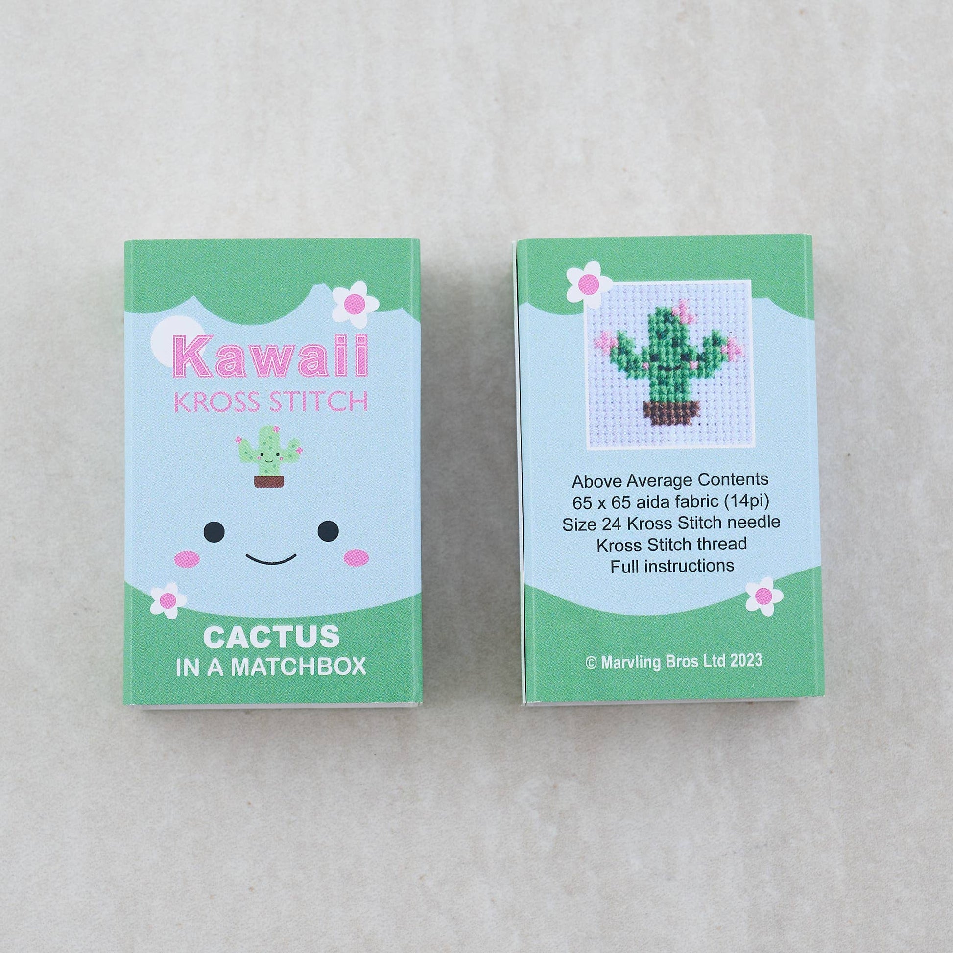 Kawaii Cactus Cross Stitch Kit In A Matchbox - homesewn