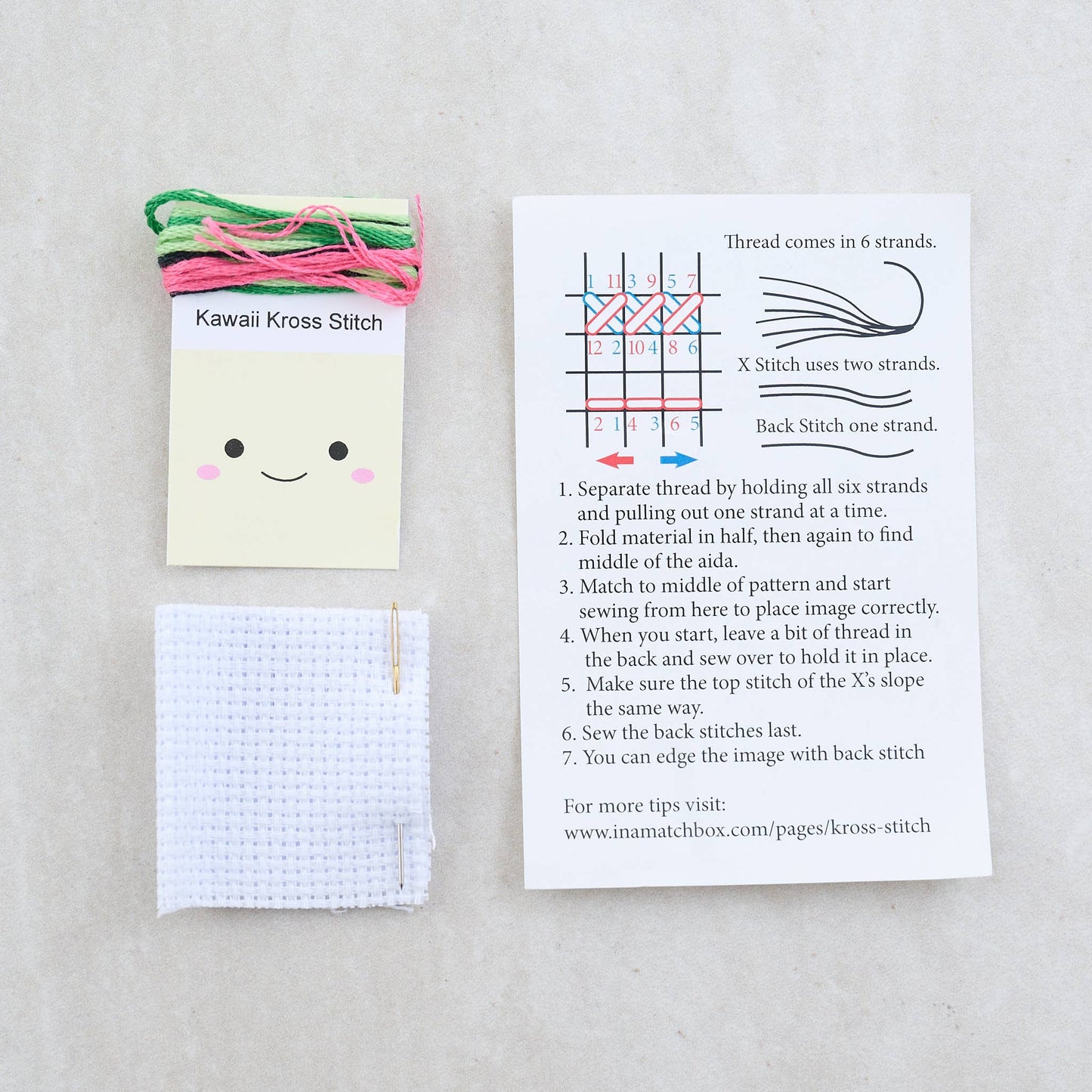 Kawaii Cactus Cross Stitch Kit In A Matchbox - homesewn