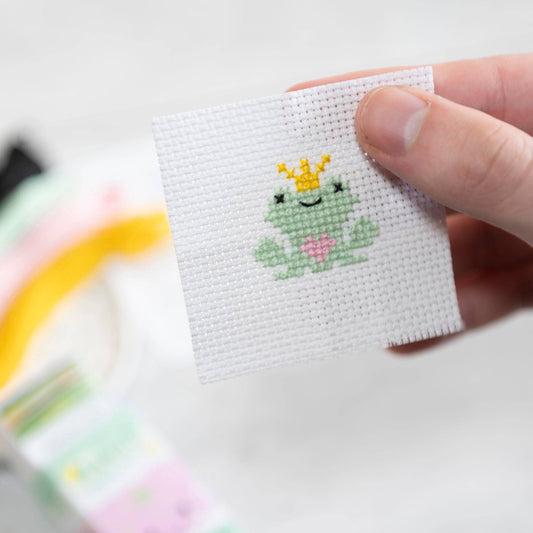 Kawaii Frog Prince Mini Cross Stitch Kit - homesewn