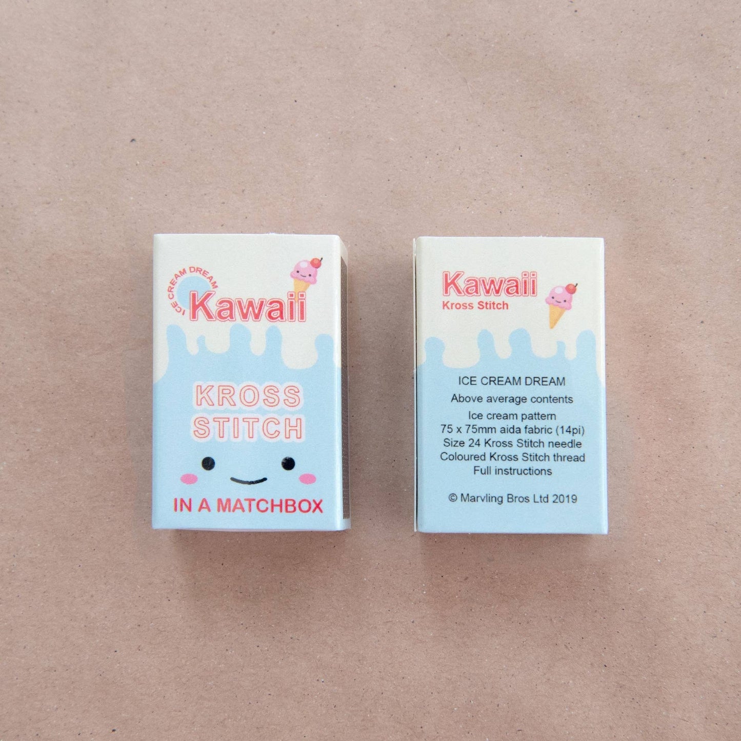 Kawaii Ice Cream Mini Cross Stitch Kit In A Matchbox - homesewn