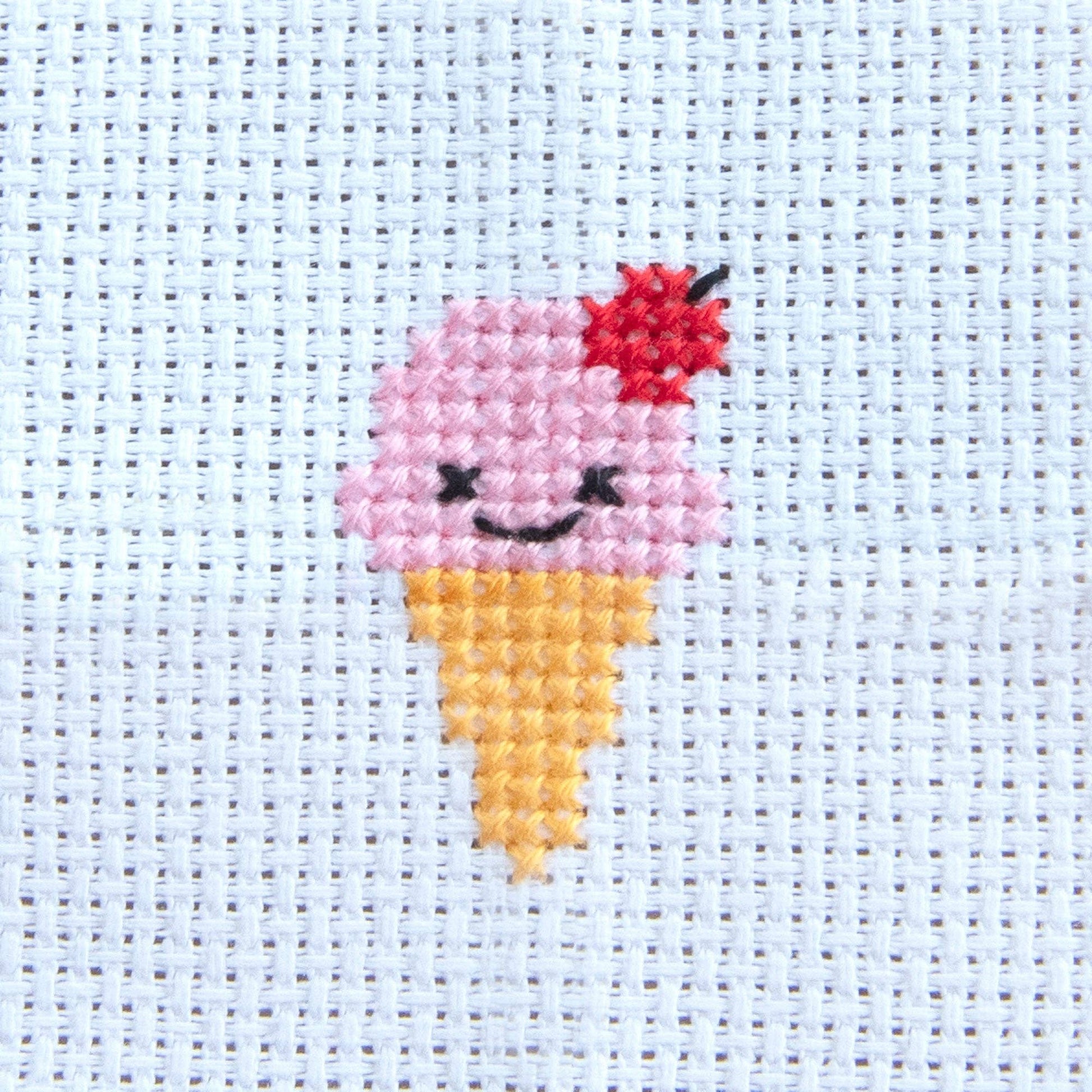 Kawaii Ice Cream Mini Cross Stitch Kit In A Matchbox - homesewn