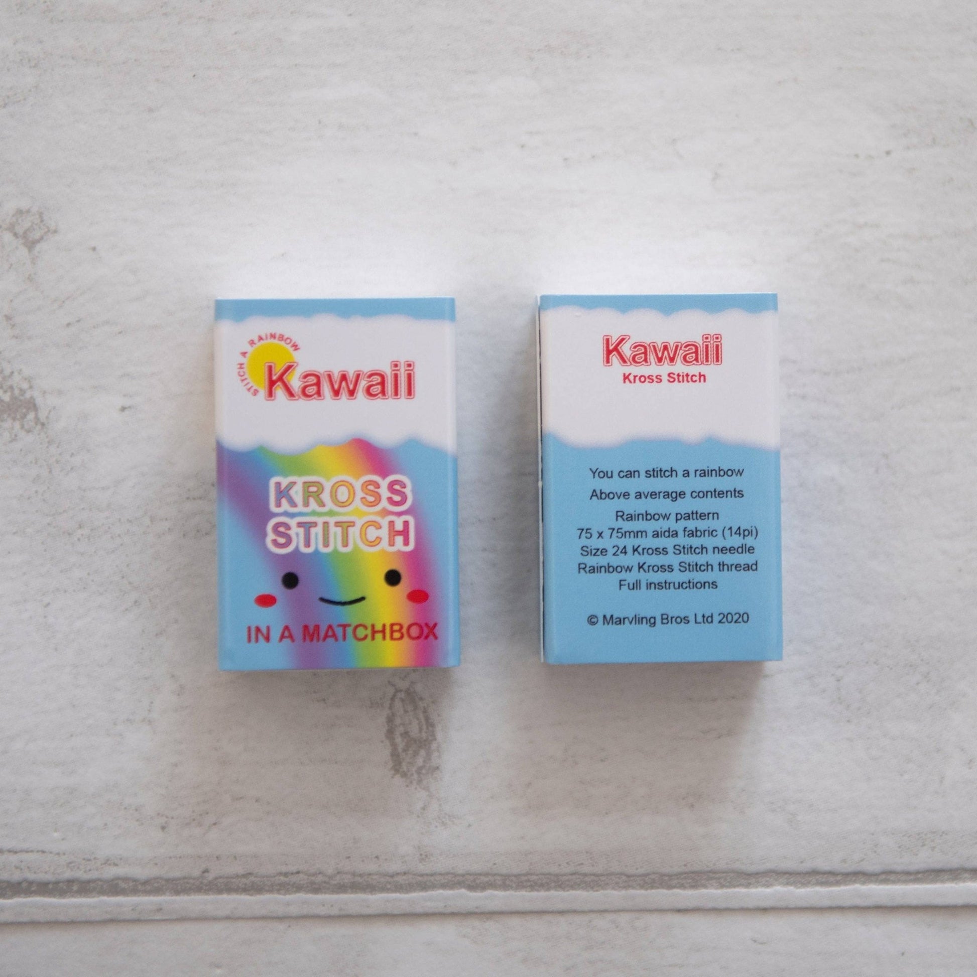 Kawaii Rainbow Cloud Mini Cross Stitch Kit In A Matchbox - homesewn