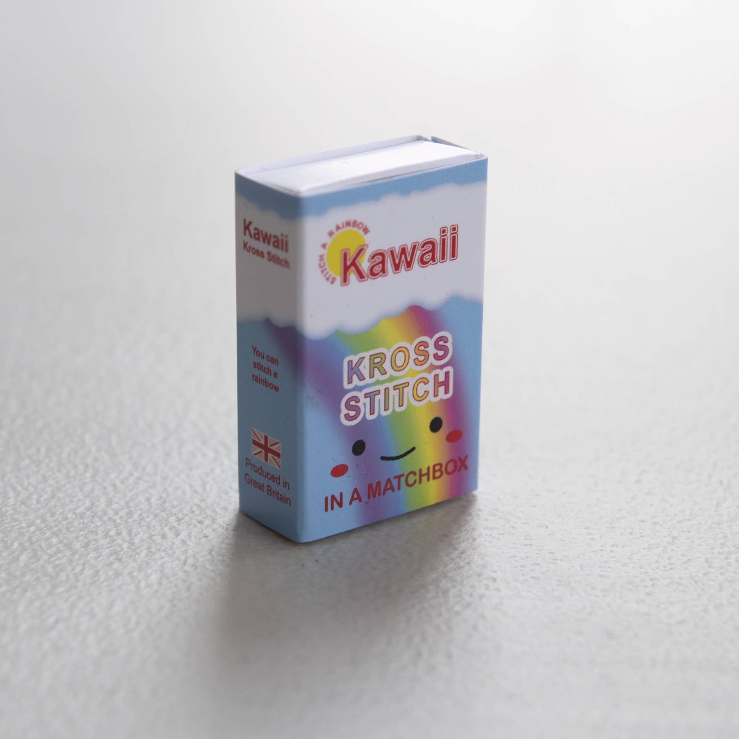 Kawaii Rainbow Cloud Mini Cross Stitch Kit In A Matchbox - homesewn