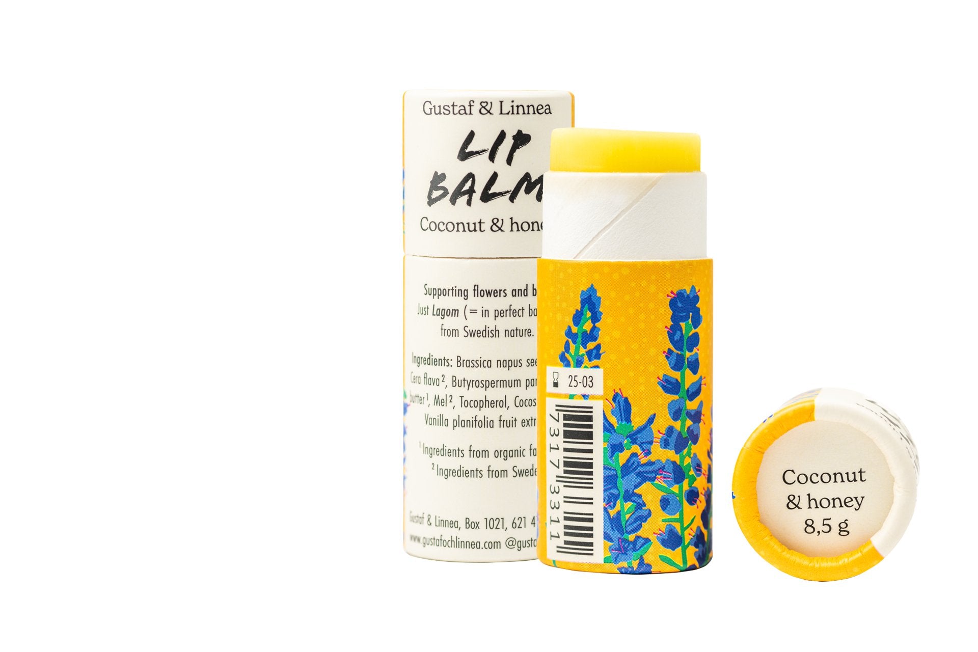 Lip balm - Coconut and honey - in paper package - homesewn