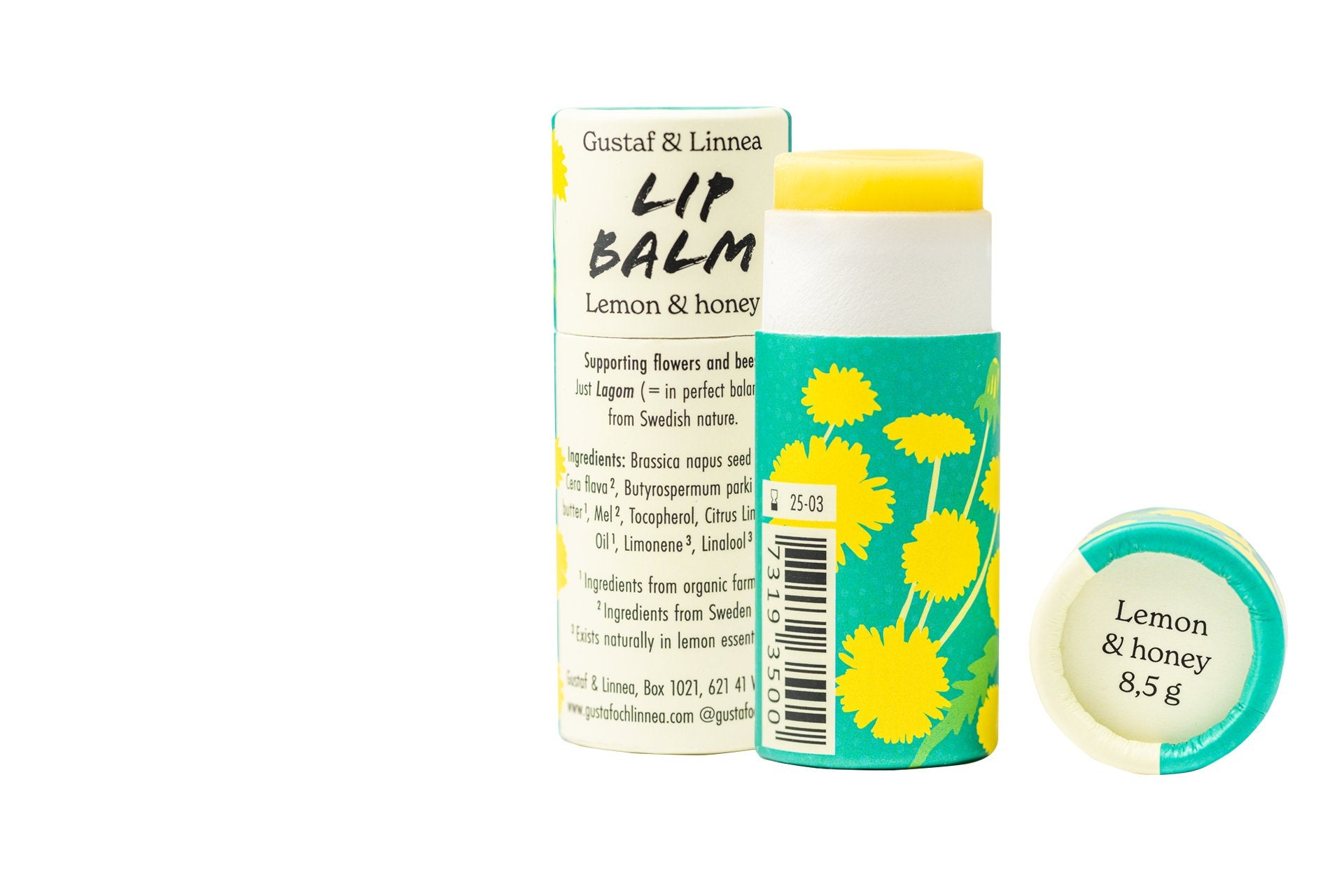 Lip balm - Lemon and honey - in paper package - homesewn