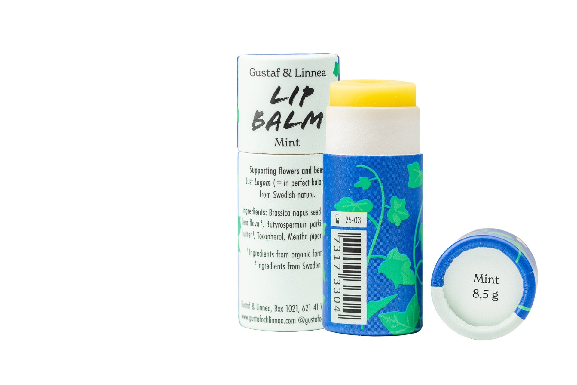 Lip balm - Mint - in paper package - homesewn